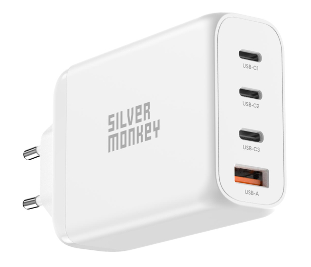 SILVER MONKEY Ładowarka sieciowa GaN 140W USB-C PD 3.1 + USB 3.0 QC W - 1224522 - zdjęcie
